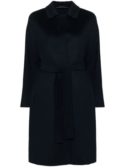 's Max Mara Virgin Wool Belted Coat In Blue