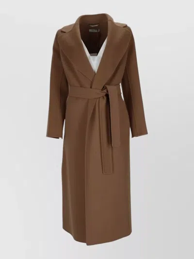 S Max Mara Virgin Wool Belted Coat In Brown