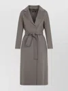 's Max Mara Virgin Wool Belted Coat With Notched Lapels In Gray