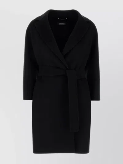S Max Mara Virgin Wool Belted Short Coat In Black