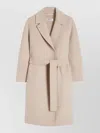 S Max Mara Virgin Wool Belted Single Breasted Coat In Neutral