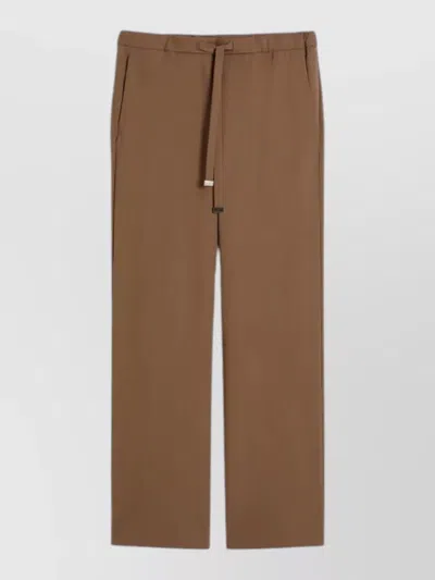 S Max Mara Virgin Wool Belted Wide Leg Pants In Brown