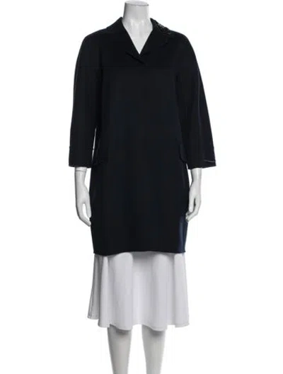Pre-owned S Max Mara Virgin Wool Coat W/ Tags In Blue