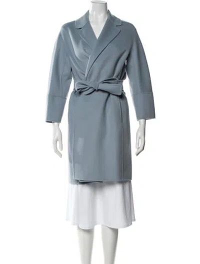 Pre-owned S Max Mara Virgin Wool Coat W/ Tags In Blue