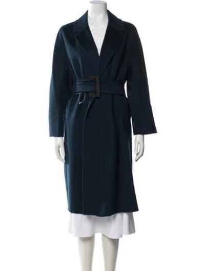 Pre-owned S Max Mara Virgin Wool Coat W/ Tags In Blue