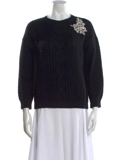 Pre-owned S Max Mara Virgin Wool Crew Neck Sweater In Black