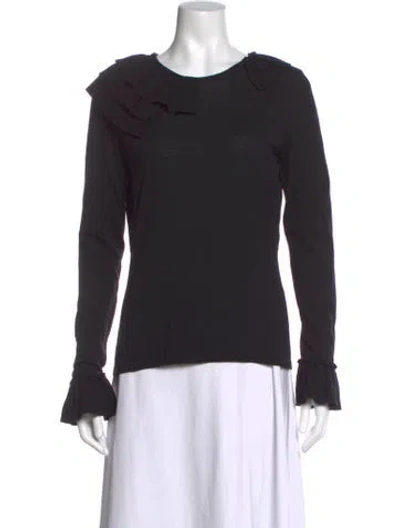 Pre-owned S Max Mara Virgin Wool Crew Neck Top In Black