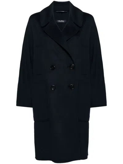 's Max Mara Virgin Wool Double-breasted Coat In Blue