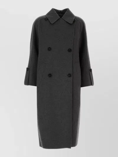 S Max Mara Virgin Wool Double-breasted Coat In Black