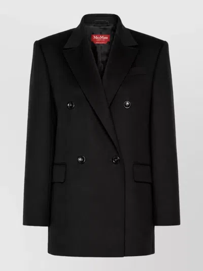 S Max Mara Virgin Wool Double-breasted Coat In Black