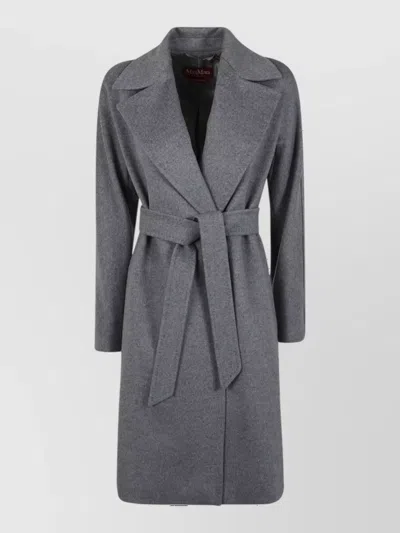 S Max Mara Virgin Wool Fitted Coat In Gray