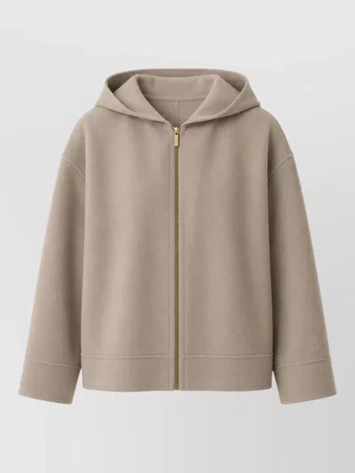 S Max Mara Virgin Wool Hooded Oversized Coat In Neutral
