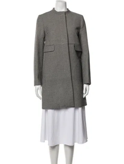Pre-owned S Max Mara Virgin Wool Houndstooth Print Coat In Black