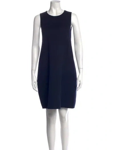 Pre-owned S Max Mara Virgin Wool Knee-length Dress In Blue
