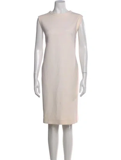 Pre-owned 's Max Mara Virgin Wool Knee-length Dress In Neutrals
