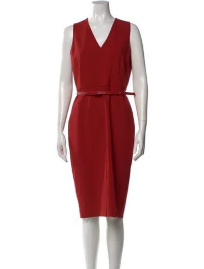 Pre-owned 's Max Mara Virgin Wool Knee-length Dress In Red