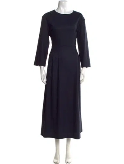 Pre-owned 's Max Mara Virgin Wool Long Dress W/ Tags In Blue