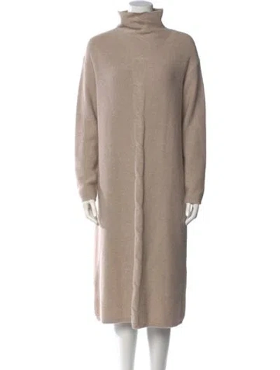 Pre-owned 's Max Mara Virgin Wool Midi Length Dress In Neutrals