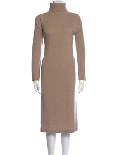Pre-owned S Max Mara Virgin Wool Midi Length Dress In Neutrals