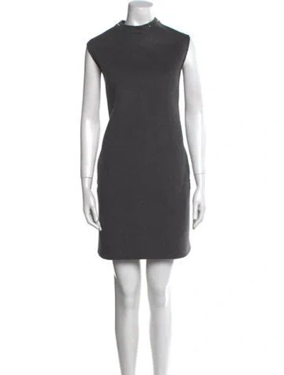 Pre-owned 's Max Mara Virgin Wool Mini Dress In Grey