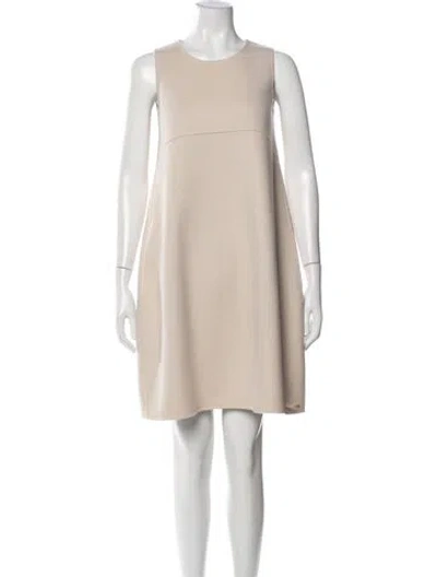 Pre-owned S Max Mara Virgin Wool Mini Dress In Neutrals