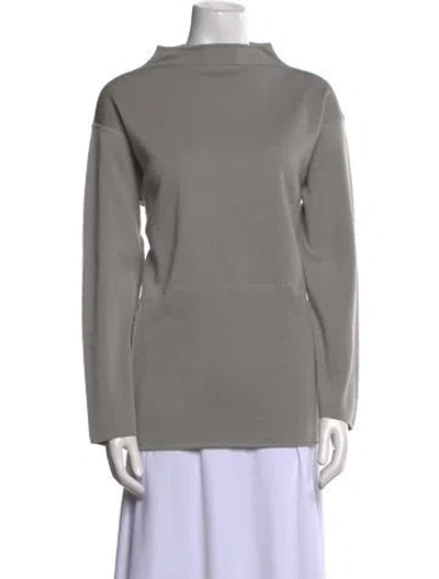 Pre-owned S Max Mara Virgin Wool Mock Neck Sweater In Grey