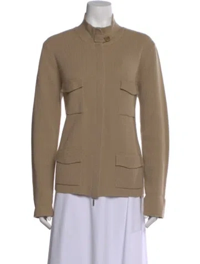 Pre-owned S Max Mara Virgin Wool Mock Neck Sweater In Neutrals