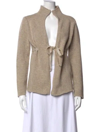 Pre-owned 's Max Mara Virgin Wool Open Front Sweater In Neutrals