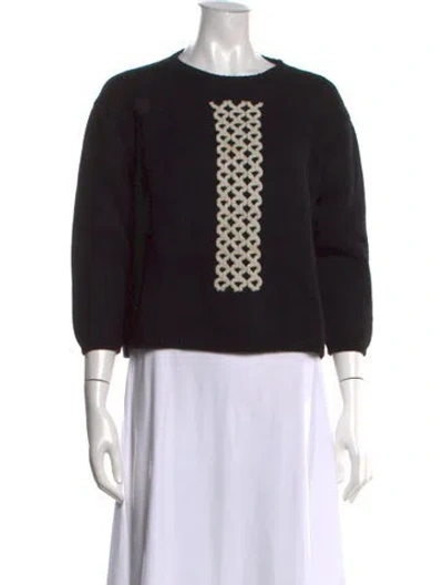 Pre-owned S Max Mara Virgin Wool Patterned Sweater In Black