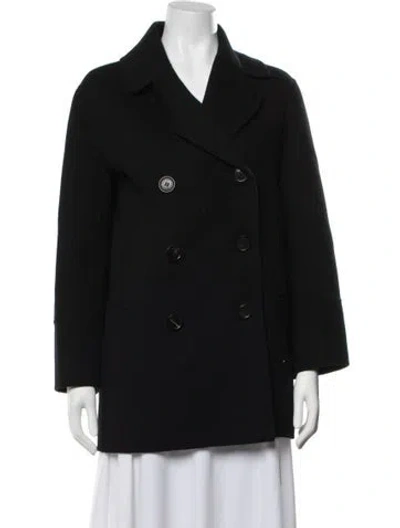 Pre-owned S Max Mara Virgin Wool Peacoat In Black