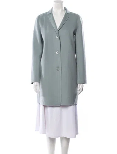 Pre-owned S Max Mara Virgin Wool Peacoat In Blue