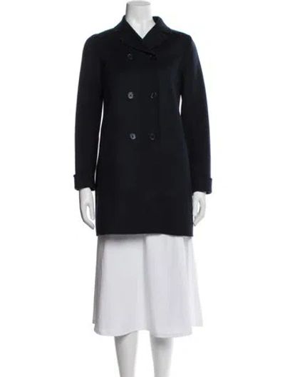 Pre-owned S Max Mara Virgin Wool Peacoat In Blue
