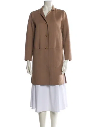 Pre-owned 's Max Mara Virgin Wool Peacoat In Brown