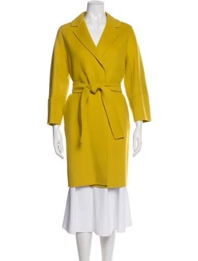 Pre-owned S Max Mara Virgin Wool Peacoat In Yellow