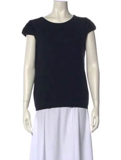 Pre-owned 's Max Mara Virgin Wool Scoop Neck T-shirt In Black