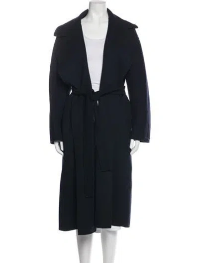 Pre-owned 's Max Mara Virgin Wool Trench Coat In Blue