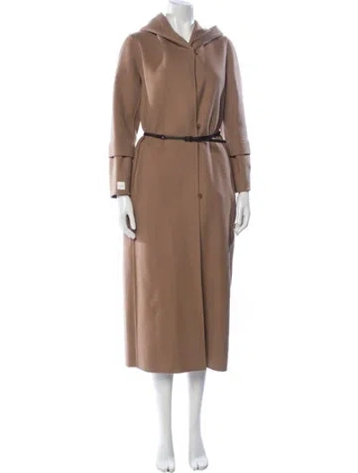 Pre-owned S Max Mara Virgin Wool Trench Coat In Brown