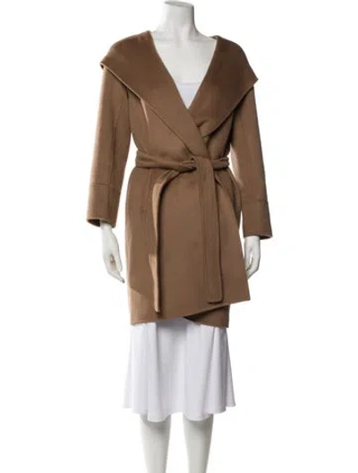 Pre-owned 's Max Mara Virgin Wool Trench Coat In Brown