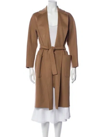 Pre-owned 's Max Mara Virgin Wool Trench Coat In Brown