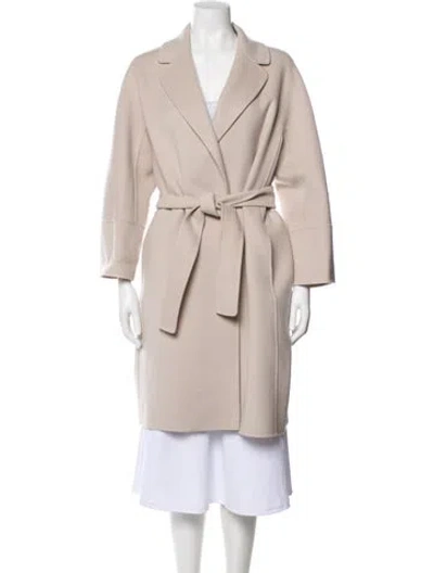 Pre-owned S Max Mara Virgin Wool Trench Coat In Neutrals