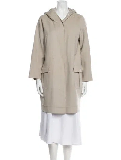Pre-owned S Max Mara Virgin Wool Trench Coat In Neutrals