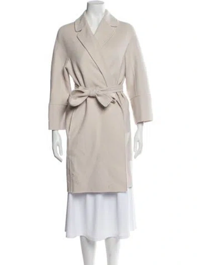 Pre-owned 's Max Mara Virgin Wool Trench Coat In Neutrals