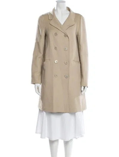 Pre-owned S Max Mara Virgin Wool Trench Coat In Neutrals
