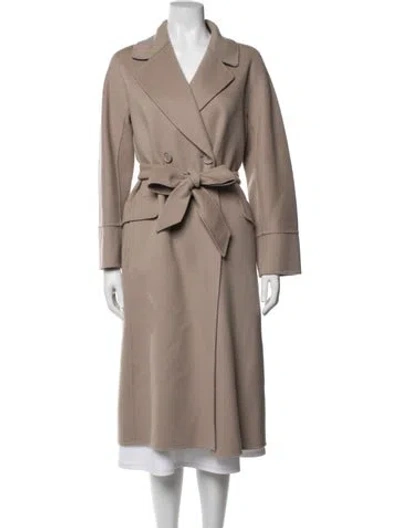 Pre-owned S Max Mara Virgin Wool Trench Coat In Neutrals