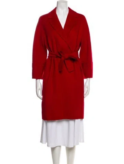 Pre-owned S Max Mara Virgin Wool Trench Coat In Red