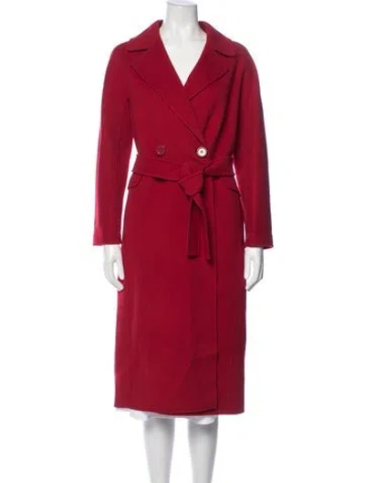 Pre-owned S Max Mara Virgin Wool Trench Coat In Red