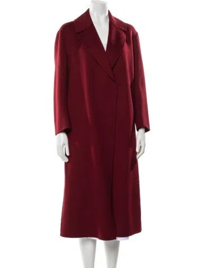 Pre-owned 's Max Mara Virgin Wool Trench Coat W/ Tags In Burgundy
