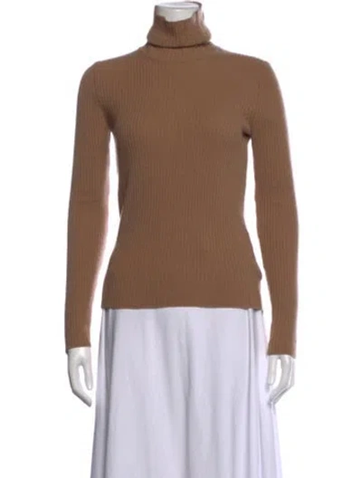 Pre-owned S Max Mara Virgin Wool Turtleneck Sweater In Brown