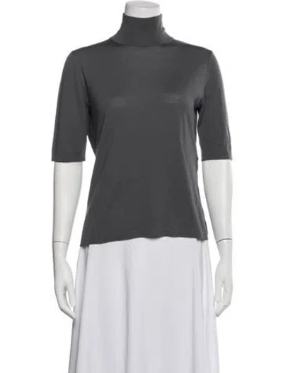 Pre-owned S Max Mara Virgin Wool Turtleneck Top In Blue