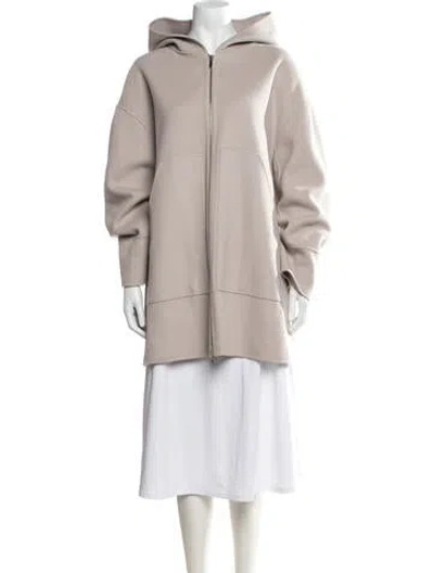 Pre-owned S Max Mara Virgin Wool Tweed Pattern Peacoat In Neutrals